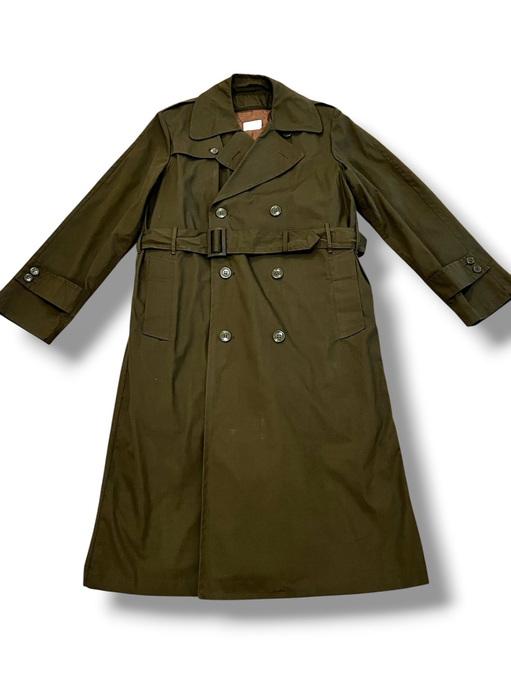 VTG U.S. Army Heritage Green Trench Coat 38R All Weather Military Apparel E-8